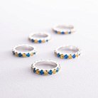 Серебряное кольцо с дорожкой голубых и желтых камней 112664 от ювелирного магазина Оникс - 7