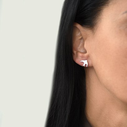 Срібні сережки - пусети "Ластівка" 122468