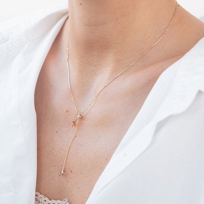 Кольє "Ластівка" в жовтому золоті (фіаніт) кол01859 №6