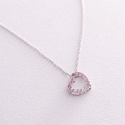 Золотое колье "Сердечко" с бриллиантами и сапфирами колб0093ca №3