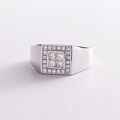 Чоловіча золота печатка з діамантами кб0377nl №3