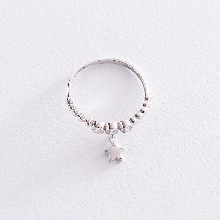 Золота каблучка "Зірочка" з фіанітами к06824 від ювелірного магазину Онікс