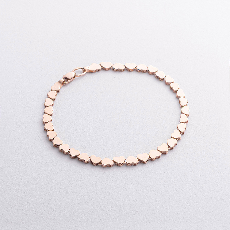 Браслет "Сердечки" у червоному золоті б05782 від ювелірного магазину Онікс