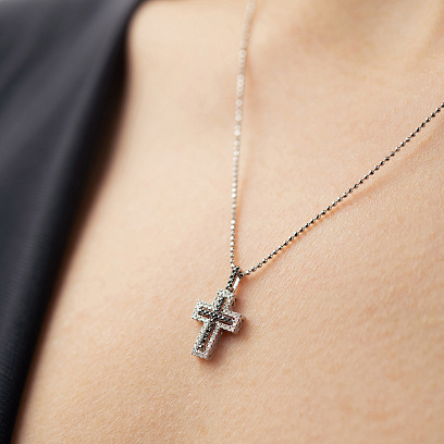 Золотий хрестик з діамантами пб0119са №7