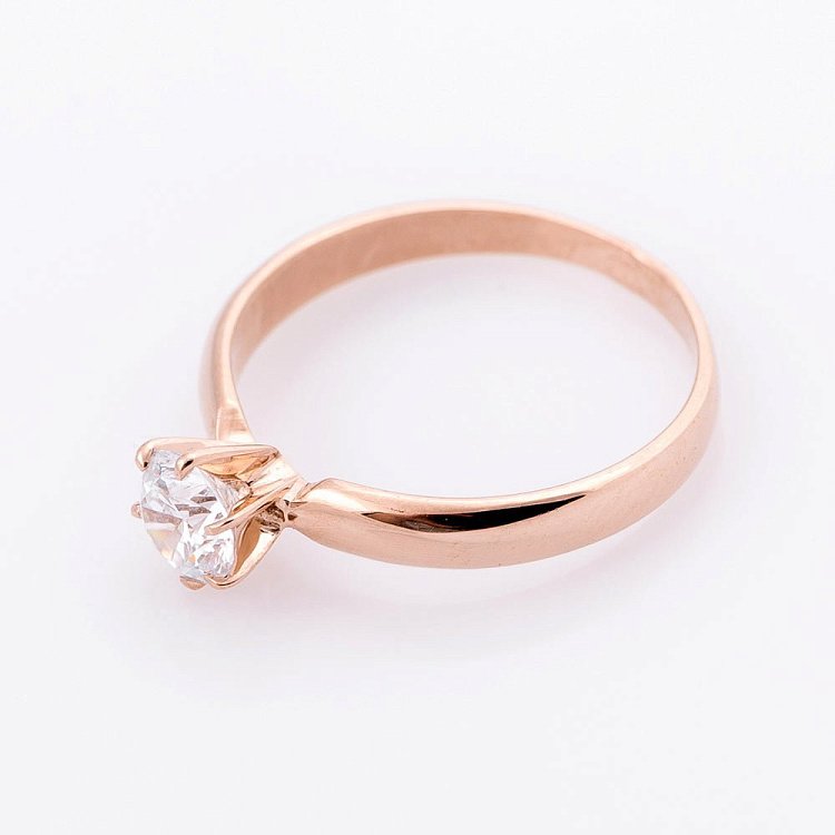 Золота заручальна каблучка з фіанітом к04905 від ювелірного магазину Онікс - 1