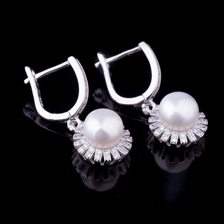 Серьги (культ. пресн. жемчуг, фианиты) 121802 от ювелирного магазина Оникс - 2