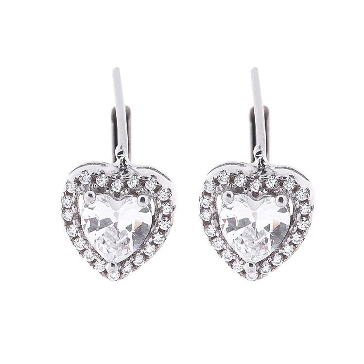 Срібні сережки "Сердечка" (фіаніт) 122391 від ювелірного магазину Онікс - 1