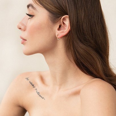 Серьги - пусеты "Сердечки" в желтом золоте с08133 №6