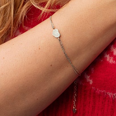 Браслет "Сердечко" з діамантами (біле золото) бб0048м №2