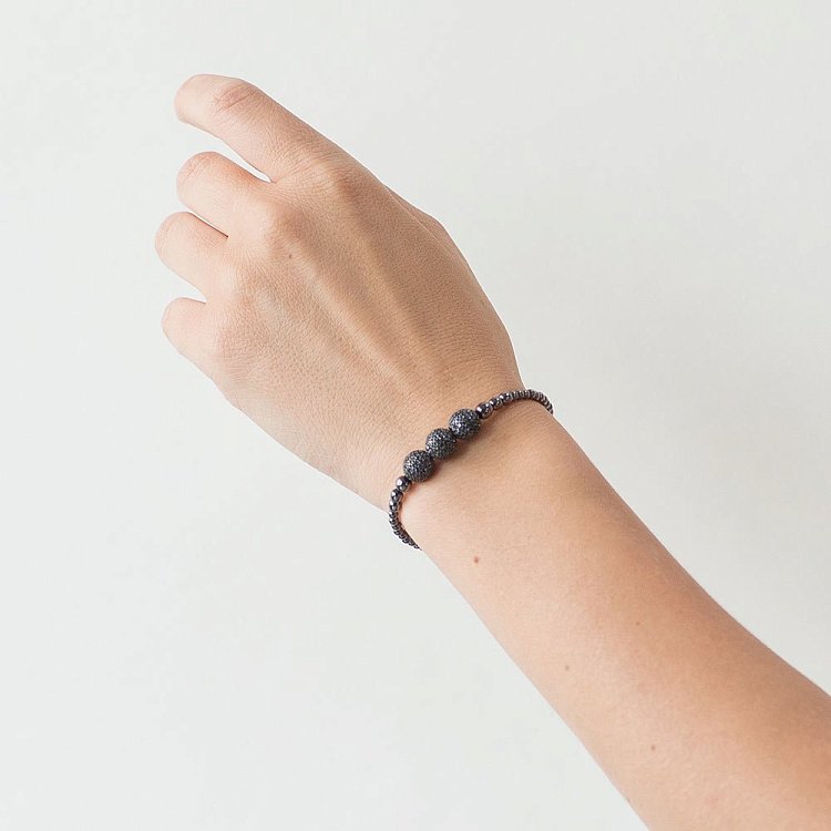 Золотой браслет "Шарики"с фианитами б02696 от ювелирного магазина Оникс - 1