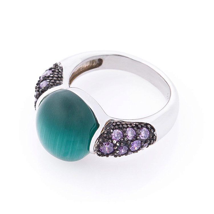 Срібний перстень (ім. улексит, фіаніт) 112168 від ювелірного магазину Онікс - 1