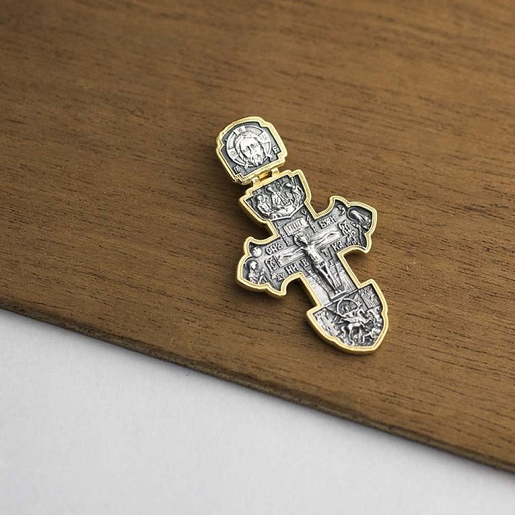 Срібний хрест (чорніння, позолота) 132729 від ювелірного магазину Онікс - 6