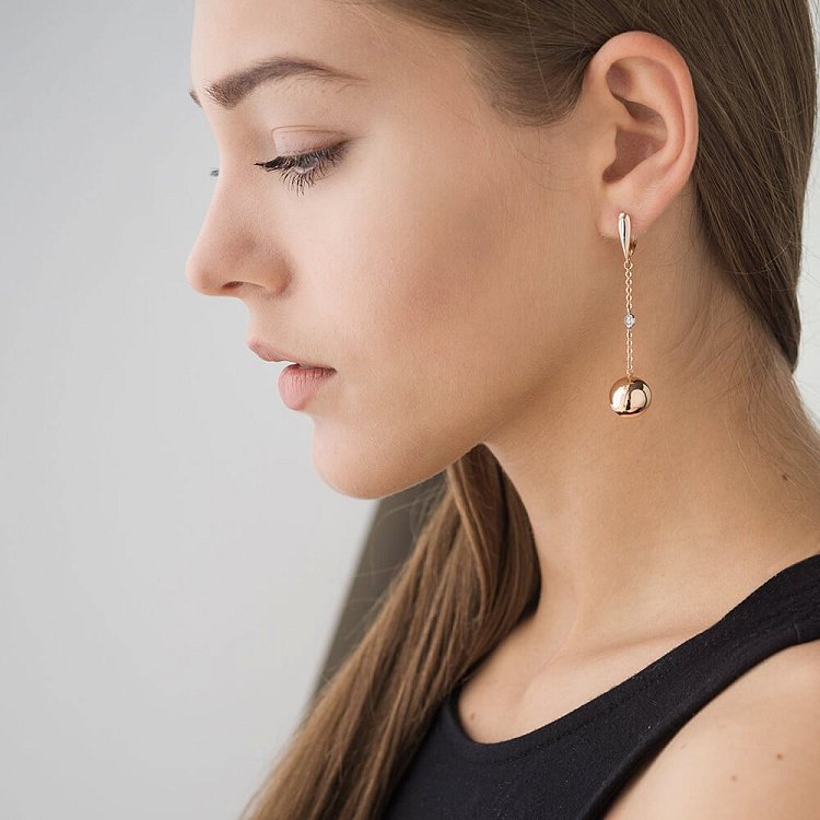 Сережки "Кульки" (фіаніт) с02413 від ювелірного магазину Онікс