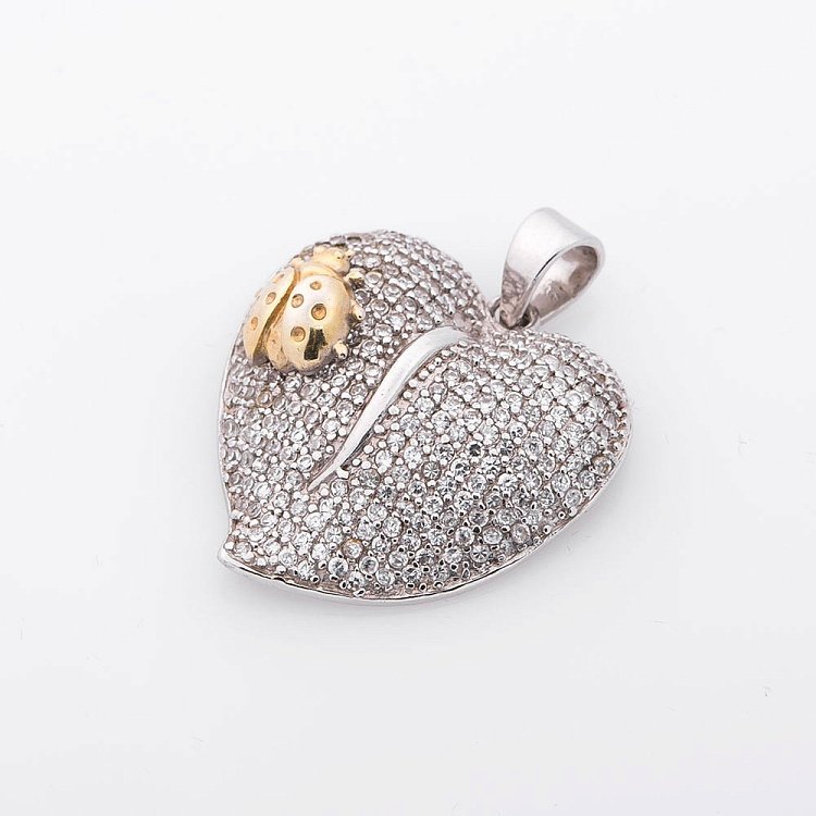 Серебряная подвеска с фианитами "Сердце" 13994 от ювелирного магазина Оникс