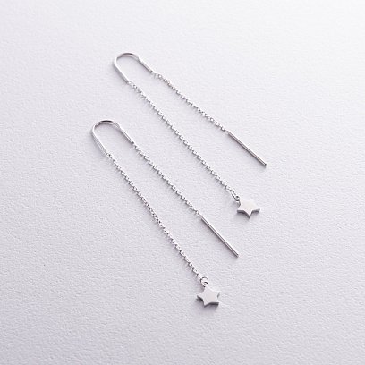 Сережки - протяжки "Зірочки" у білому золоті с05283