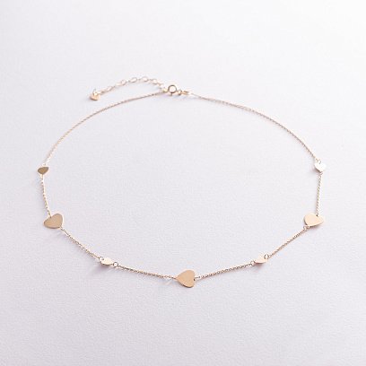 Колье "Сердечки" в желтом золоте кол02140