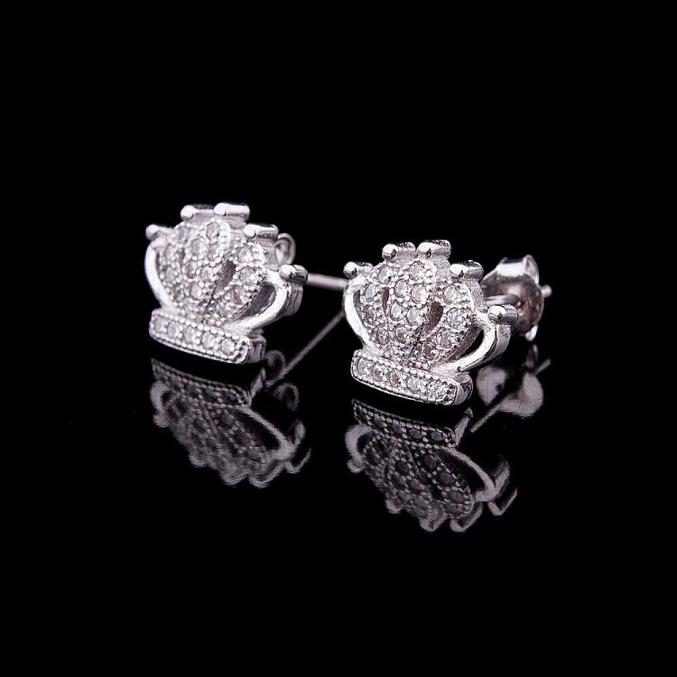 Серебряные серьги-гвоздики "Корона" с фианитами 121659 от ювелирного магазина Оникс - 3