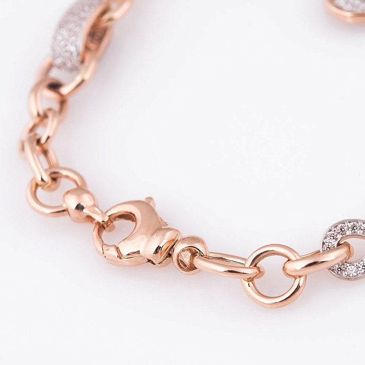 Золотий браслет "Конюшина" з фіанітами б02419 від ювелірного магазину Онікс - 2