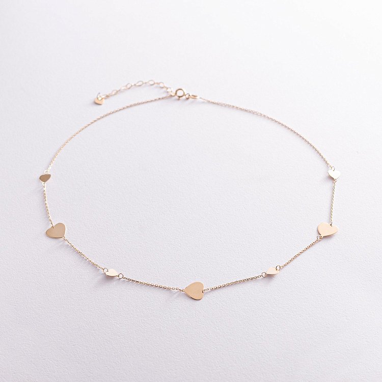 Колье "Сердечки" в желтом золоте кол02140 от ювелирного магазина Оникс