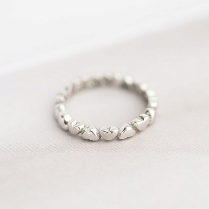 Срібна каблучка з сердечками 112009 №7