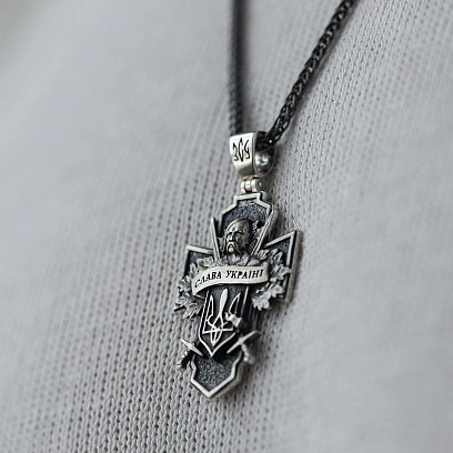 Серебряный крест "Український козак. Слава Україні. На звороті - Спаси і Збережи" 133231 №4