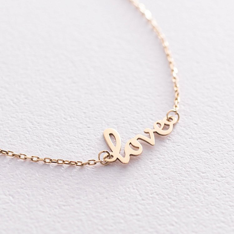 Браслет "Love" в желтом золоте на ногу б03464 от ювелирного магазина Оникс - 1