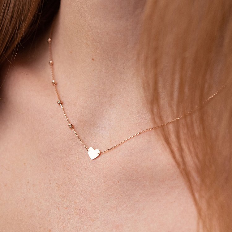 Колье "Сердечко" в красном золоте кол02089 от ювелирного магазина Оникс - 1