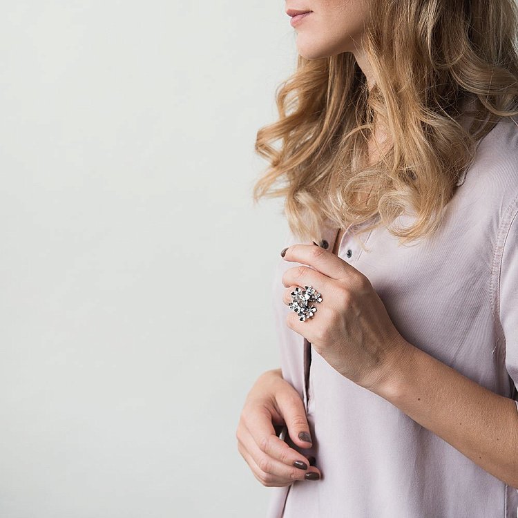 Срібний перстень з квітами 111984 від ювелірного магазину Онікс - 3