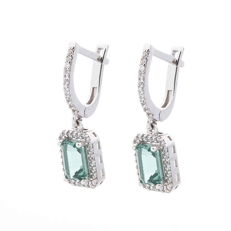 Золотые серьги с празиолитом с04173 от ювелирного магазина Оникс - 1