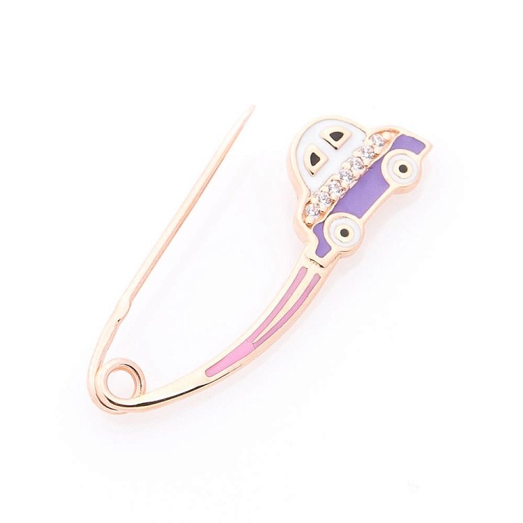 Золотая булавка "Машинка" (фианит, эмаль) зак00276 от ювелирного магазина Оникс - 1