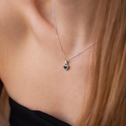 Золота підвіска "Сердечко" з діамантами і сапфірами пб0305cha №2