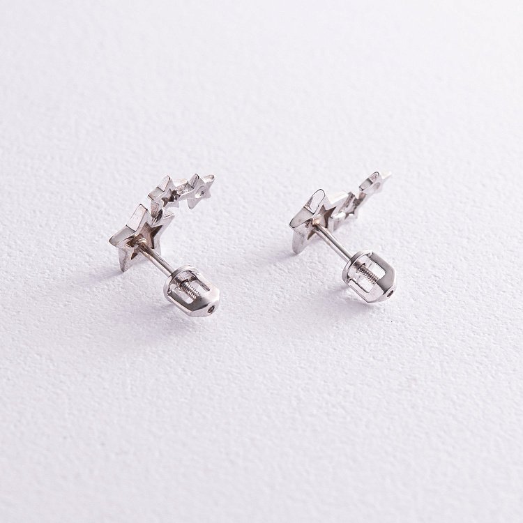 Серьги - пусеты "Звездочки" в белом золоте с08000 от ювелирного магазина Оникс - 2