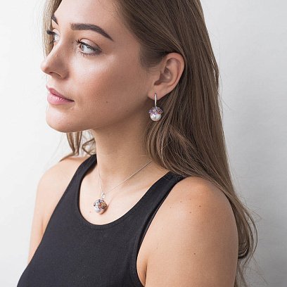 Золотые серьги с жемчугом, бриллиантами и сапфирами сб0059fn №4