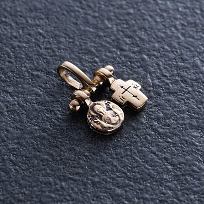 Золотая подвеска c крестиком и ладанкой п03792