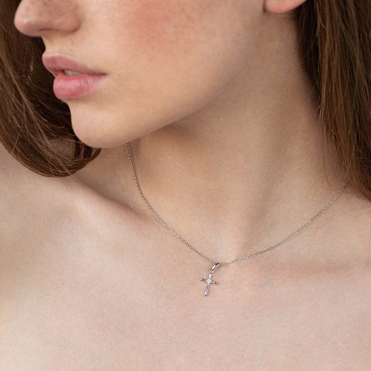 Золотой крестик с бриллиантом пб0248 от ювелирного магазина Оникс - 3