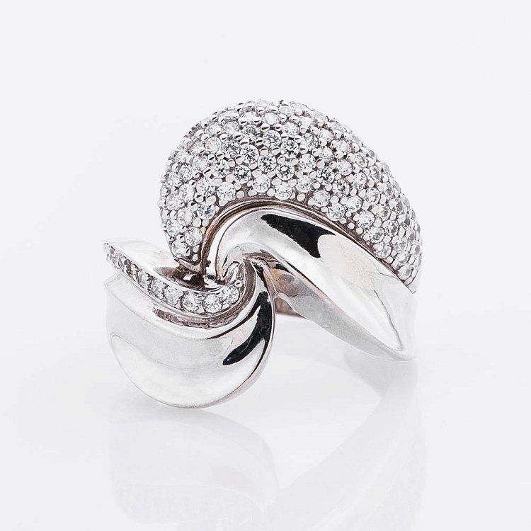 Золота каблучка з фіанітами к01520ж від ювелірного магазину Онікс - 1