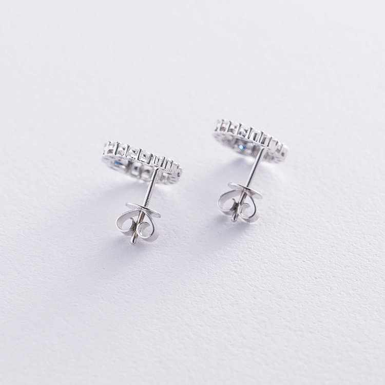 Золотые серьги - пусеты с бриллиантами и сапфирами сб0327ca от ювелирного магазина Оникс - 2