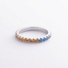 Серебряное кольцо с дорожкой голубых и желтых камней 8152 от ювелирного магазина Оникс - 4