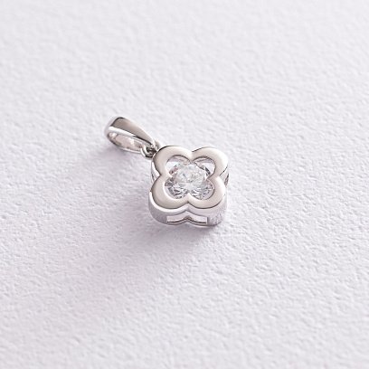 Підвіска "Конюшина" в білому золоті (фіаніт) п02861