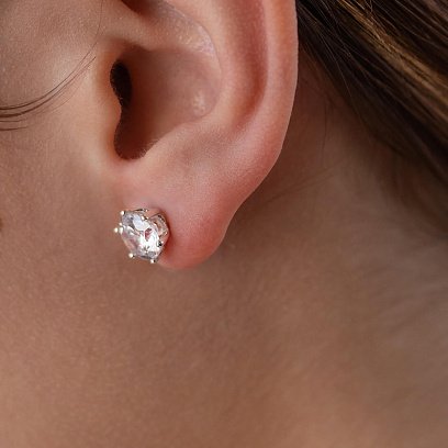 Срібні сережки - пусети з фіанітами 121622 №5