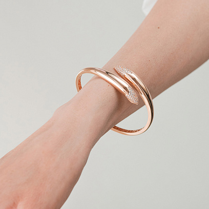 Жорсткий браслет "Rosemarie" у червоному золоті (фіаніти) б05581 №6