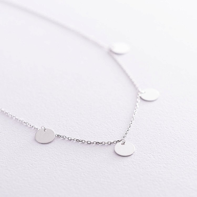 Кольє "Монетки" в білому золоті (5 шт) кол01433 від ювелірного магазину Онікс - 2