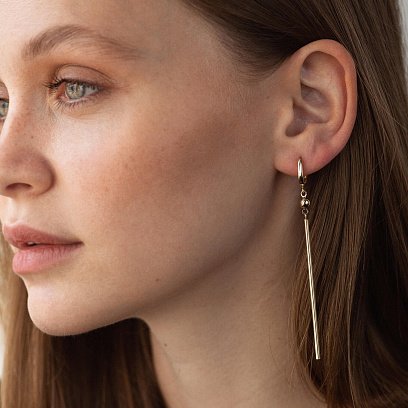 Золотые серьги на английской застежке с08605 №3