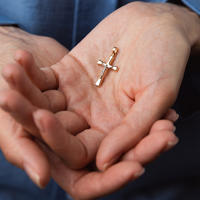 Золотий хрестик "Розп'яття" п04086 №2