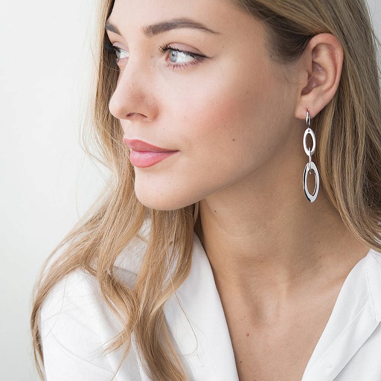 Срібні сережки без каменів 122243 від ювелірного магазину Онікс - 2