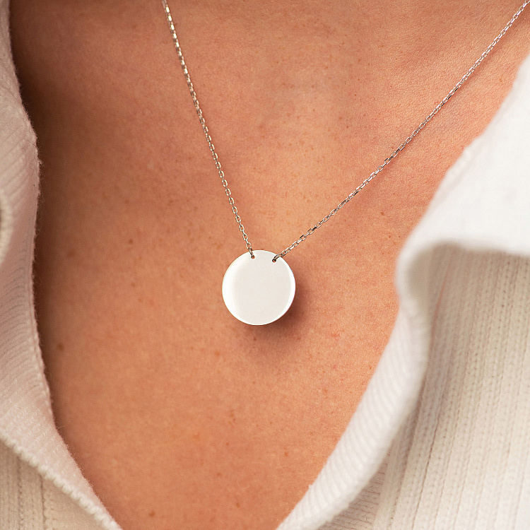 Кольє "Монетка" у білому золоті (можливе гравіювання) кол02460 від ювелірного магазину Онікс - 3