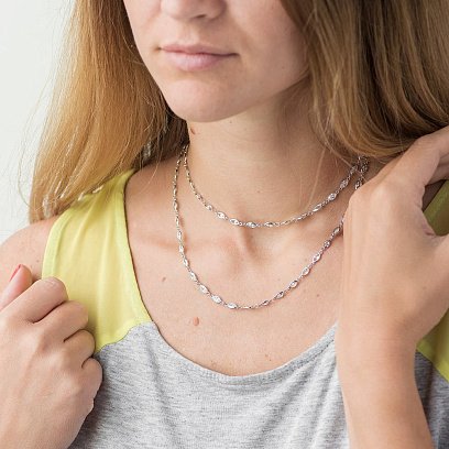 Срібне кольє з фіанітами 18541