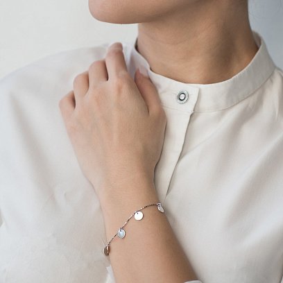 Серебряный браслет с монетками 141345 №2