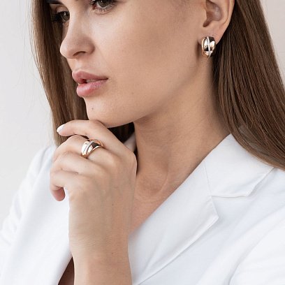 Золотые серьги с белыми фианитами с06838 №2