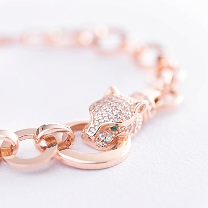 Браслет "Пантера" в червоному золоті (фіаніти) б02885 №2